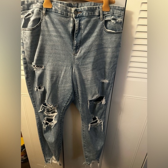 American Eagle Outfitters Distressed Blue Jeggings - Picture 1 of 4